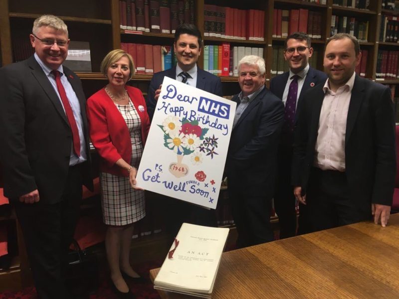 Scottish Labour MPs with NHS birthday card